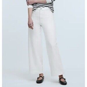 MADEWELL The Petite Curvy Emmett Wide Leg Crop Jean Tile White Women's 27P NWOT